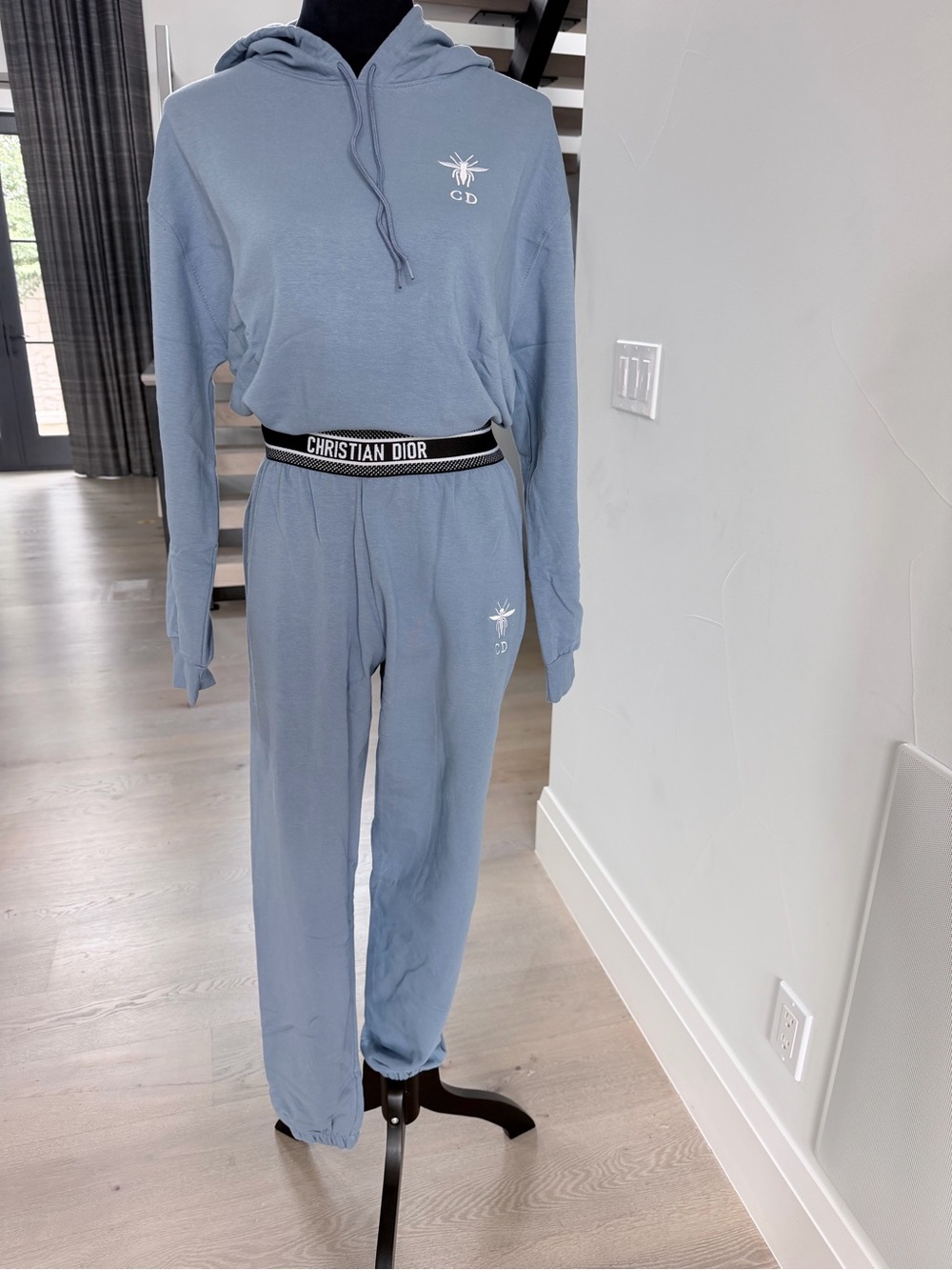 Light Blue Hooded Track Two Piece Matching Set size S